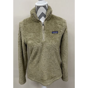 Patagonia Womens Los Gatos 1/4 Zip Pullover Fleece Size Small Tan Sherpa Charity